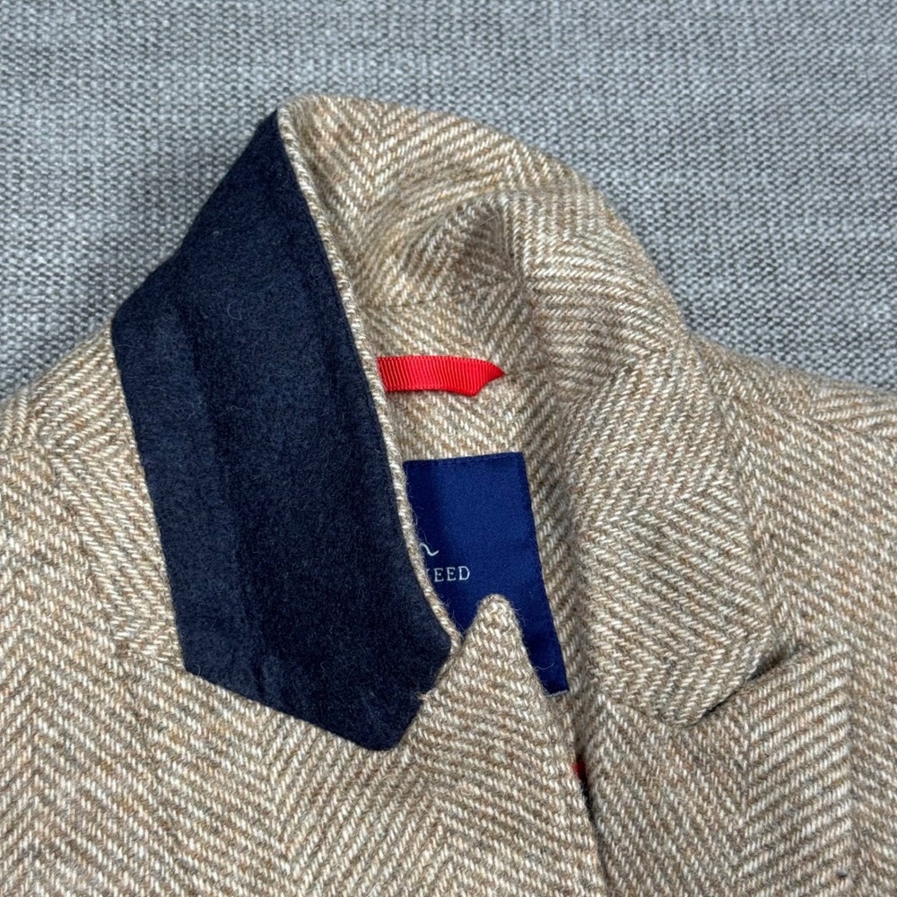 Boden British Tweed Wool Blazer Tan Herringbone Abraham Moon London Lining US 8R - Picture 12 of 13